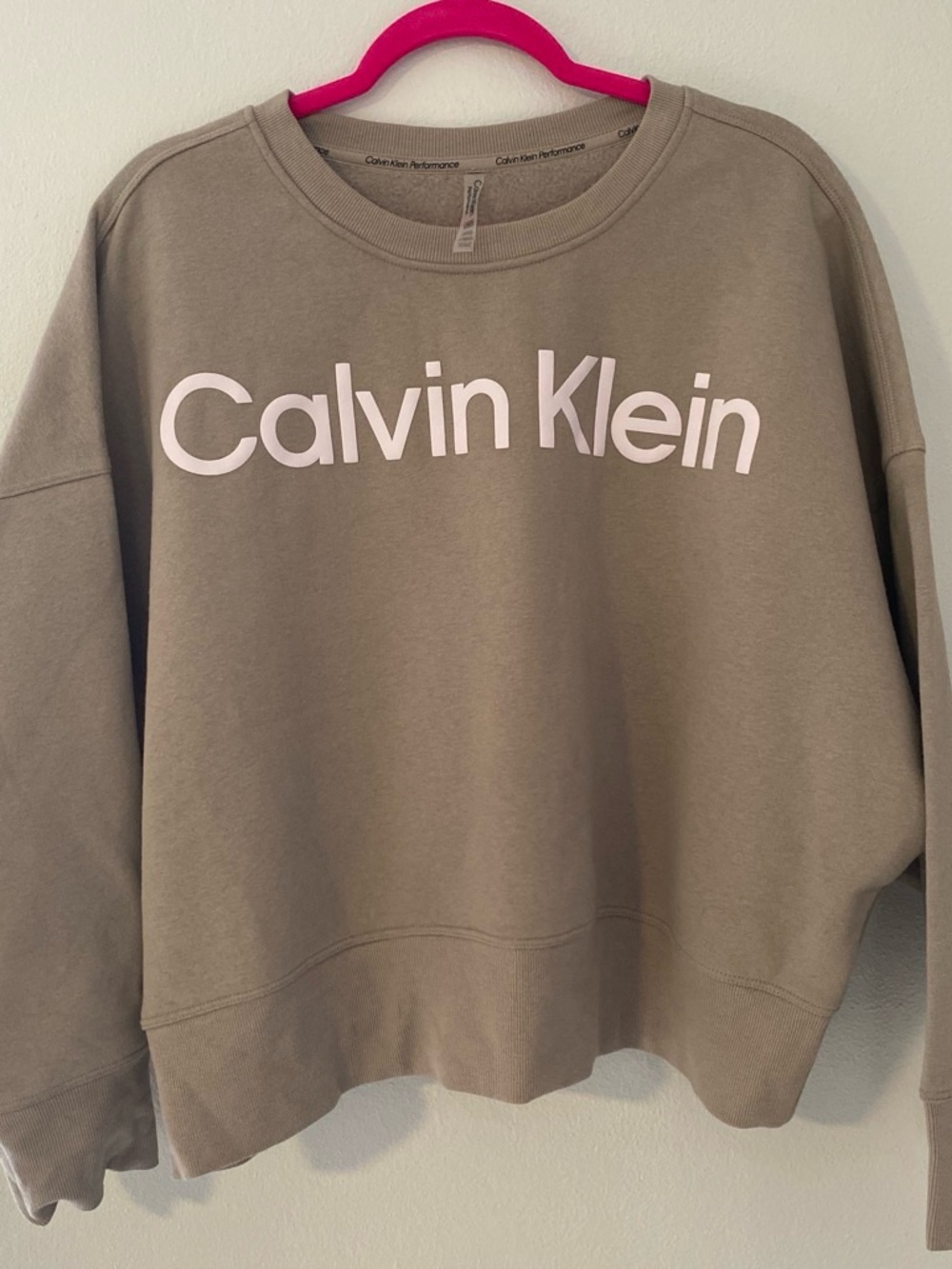 Calvin Klein Olive-Taupe Logo Crewneck Sweatshirt